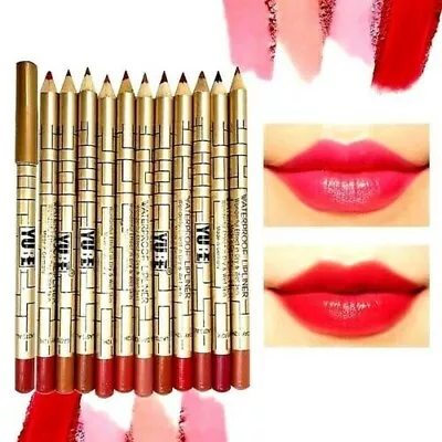 £3.99 • Buy 12 Colours-Set-True Makeup Lips-Lip-Liner-Pencil-Cosmetic-Eyeliner Lipliners YBE