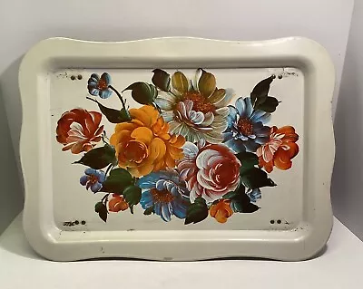 Floral Serving TV Lap Tray Folding Legs Rectangle Vintage 1960's 17.5 X 12.5 MCM • $27.99