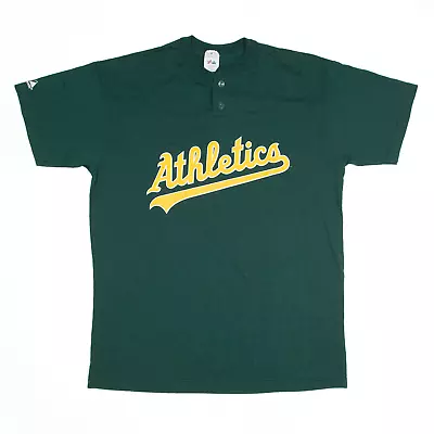 Vintage MAJESTIC MLB Mens Athletics T-Shirt Green 90s Short Sleeve XL • £26.99