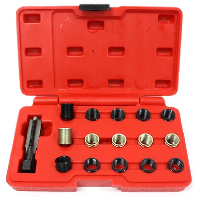 16pc Spark Plug Thread Repair Rethreading Tool Kit M16 Threaded Coil Insert • $23.99
