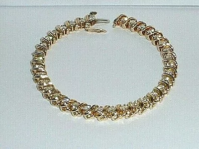 14k Yellow Gold Fancy 3.00 Carat Diamond S Link Design Bracelet • $1350