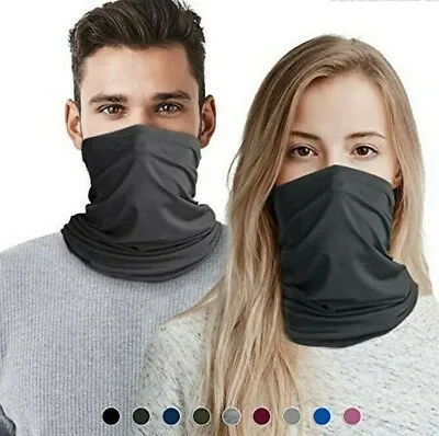 Dark Grey Face Covering Mask Bandana Seamless Snood Tube Scarf Neck Sport Warmer • £4.05