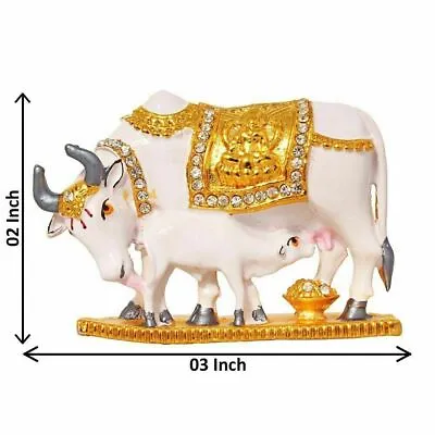 KAMDHENU Cow With Calf Statue Idol For Home Decor And Temple Vastu • £10.96