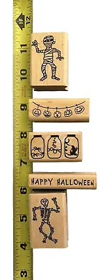A Muse Artstamps HALLOWEEN Wood Mounted Rubber Stamps New & Used Lot Of 5 • $14.25