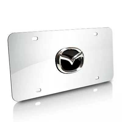 Mazda Black Infill 3D Logo Chrome Stainless Steel License Plate • $46.99