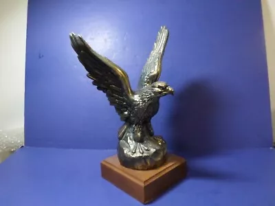 Antique Brass Plated Spelter Metal American Eagle Sculpture Statue W/base • $19.99
