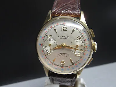 G73 ⭐⭐Vintage   L. A. Leuba Geneve   Chronograph Venus 188 Watch ⭐⭐ • $431.84