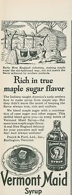 1944 Vermont Maid Syrup Maple Sugar Making Pancakes Vintage Print Ad L20 • $11.99