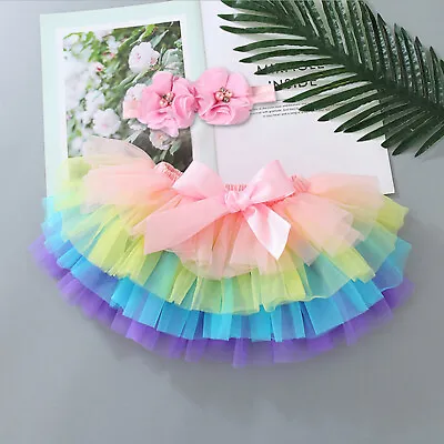 UK Newborn Baby Kids Girls Tutu Skirt Photography Costume Props Dress & Headband • £8.70