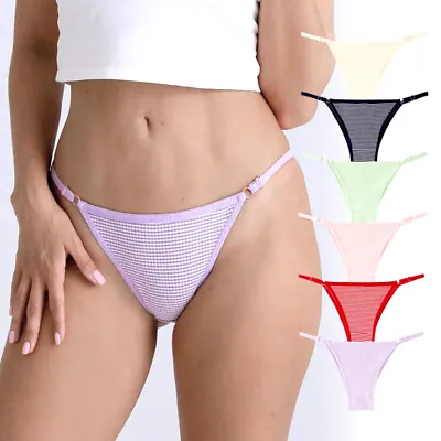 Women Ladies Panties G String T Back Thong Adjustable Low Waist Briefs Underwear • £3.23