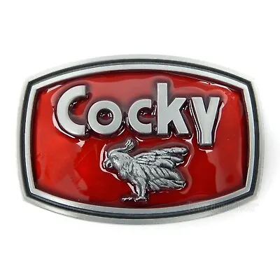$13.95 • Buy Cocky Rooster Men's Belt Buckle Antique Silver Red Enamel Inlay Fits 1.5  Belts