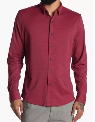 Rhone Shirt Men XL Commuter Button Down Stretch Long Sleeve Houndstooth Red Blue • $47.95