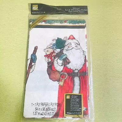 Vintage Christmas Paper Tablecloth Father Christmas Santa Claus 54x94 In NEW • $12.99