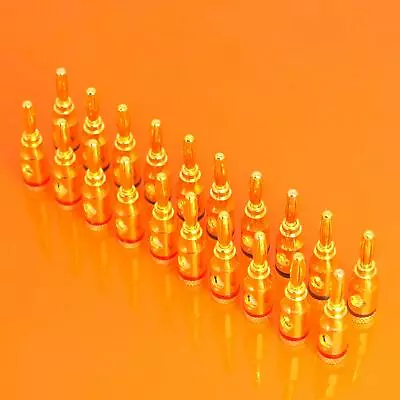 20 X 4mm Banana Plugs Gold Plated Musical Audio Speaker Cable Wire Connector • £7.09