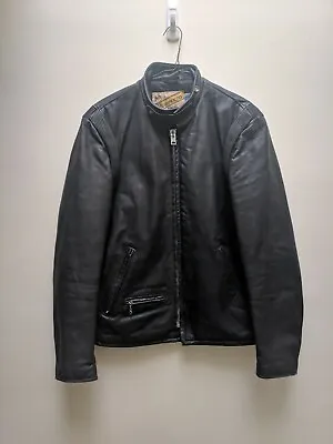 $250 • Buy Schott Perfecto Vintage 38 Small Black Leather Jacket Motorcycle Cafe Racer 197