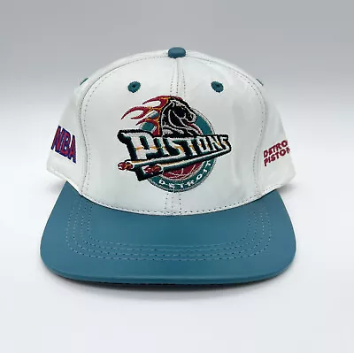 Detroit Pistons JH Design Vintage Leather NBA Basketball SnapBack Ball Hat Cap • $38.95