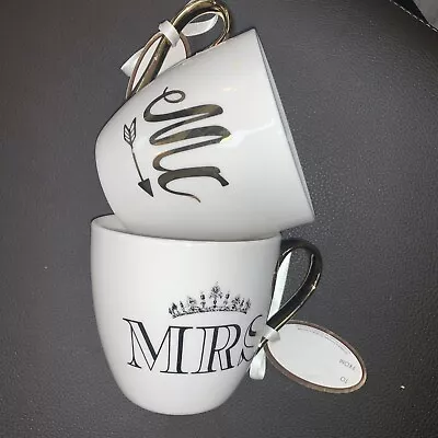 2 Pc VTGLarge Coffee Mug Gold Wedding Mr. & Mrs. Cambridge Limited Edition Gift • £24.33