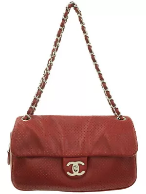 CHANEL Perforated Leather Chain Shoulder Bag #T538 • $1357.50