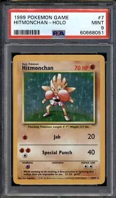 1999 Pokemon Base Set Holo  Hitmonchan 7/102 Holo Rare PSA 9 MINT • $117.91