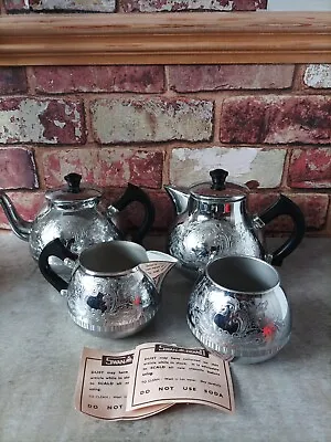 Vintage Swan Brand Teapot Set   The Carlton  Made In England Bakelite Handle • £15