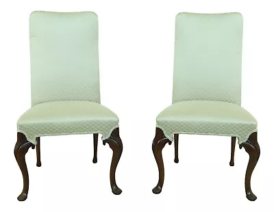 LF33250EC: Pair HICKORY CHAIR  Queen Anne Upholstered Armless Side Chairs • $465