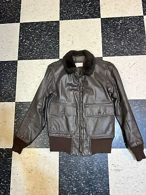 Vintage Intermediate Type G-1 Military Flyers Brown Leather Jacket Mens Size 36 • $139.99