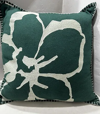 Ted Baker London Oversized Embroidered Magnolia Floral Pillow 20x20 Green • $56