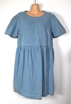£2.49 • Buy ASOS Light Blue Denim Short-sleeve Retro Tie-back Oversized Smock Dress, 10