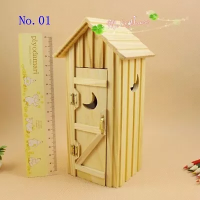 AirAds Dollhouse 1:12 Scale Miniature Wood  Toilet Outhouse Single Unit H 6  • $15.80