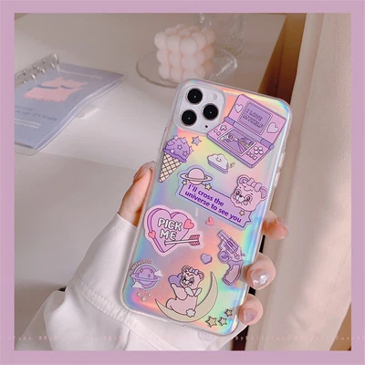 $11.99 • Buy Cute Cartoon Laser Cat  Case Cover For IPhone 11 12 Pro Max Plus X XS 7