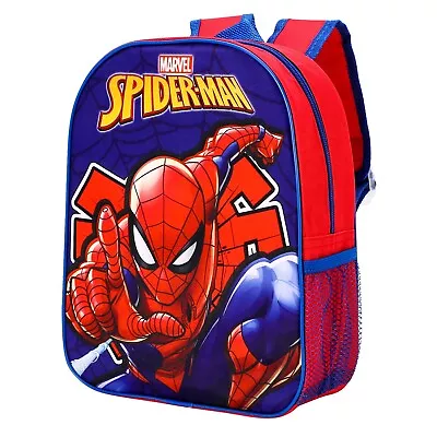 Kids Boys Junior MARVEL SPIDERMAN Backpack School Lunch Bag Rucksack Character • £7.49