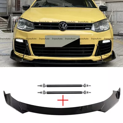 For Volkswagen Golf MK5 MK6 MK7 Front Bumper Lip Spoiler + Strut Rods Black • $52.25