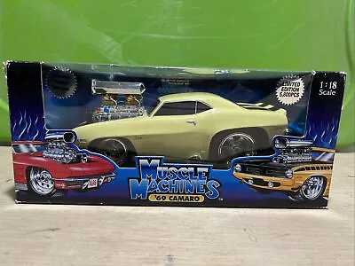 Muscle Machines 69 Chevy Camaro Pale Yellow Lim. Ed 5800 NIB 1:18 • $65