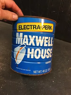 MAXWELL HOUSE COFFEE 3 LB Metal CAN 48 Oz Electra Perk No Lid • $26.99