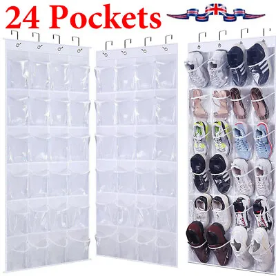 24 Pocket Shoe Holder Organiser Over The Door Hanging Shelf Rack Storage Hook • £5.99