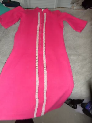 Size 12/14 Lengo Of London Vintage Pink Zip Front Dressing Gown Robe 1970s 80s • £5.99