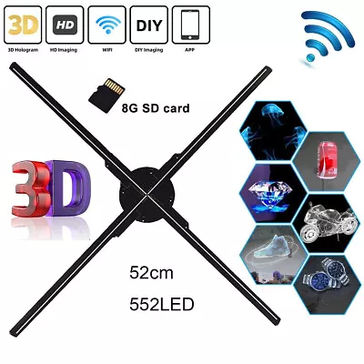 52CM Wifi 3D Holographic Projector 552 LED WIFI Hologram Fan Advertising Player • $150.39