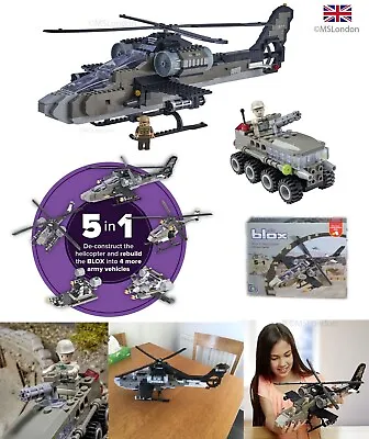 £24.99 • Buy Army Military Field Gun Tank / 5 In 1 Helicopter Blox Toys Kids ( LEGO Size ) UK