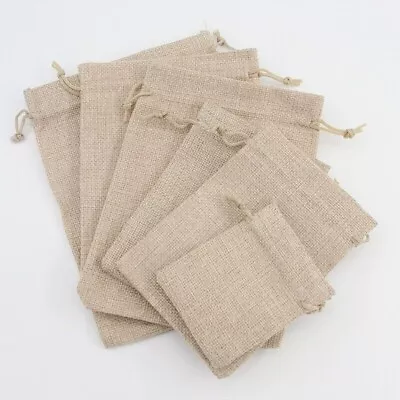 50 Cotton Linen Packing Pouches Drawstring Bags Muslin Pouch Gift Bags Tea Bags • £19.16