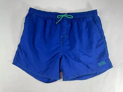 Hugo Boss Swim Trunks Mens Medium Blue Stretch Swimwear W/ Pockets Size L • $19.88