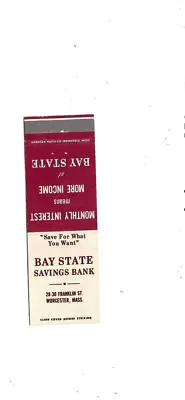 Vintage Matchcover  Bay State Savings Bank Worcester Mass • $2.50