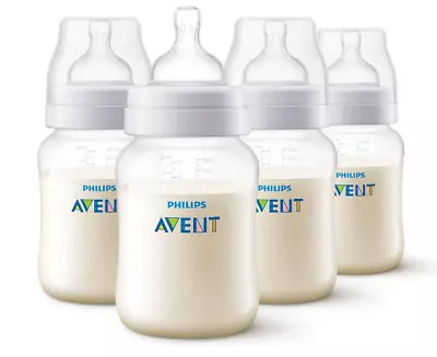 Philips Avent Anti-Colic Baby Bottles 260ml 4-Pack SCF813/47 Flow Size 2 (1M+) • $48.50