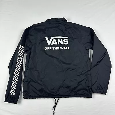Vans Off The Wall Skate Womens Jacket XL Fleece Lined Windbreaker Snap Black • $29.99