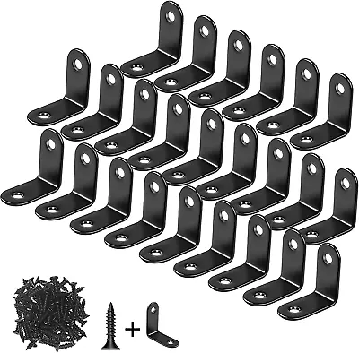 24pack L Bracket Corner Brace Sets Black Stainless Steel 90 Degree Right Angle B • $9.67