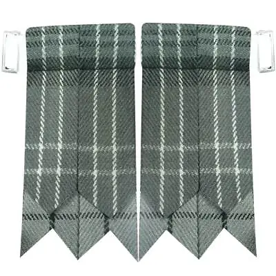 WM Scottish Highland Kilt Hose Socks Flashes Hamilton Grey Tartan Garter Pointed • £5.99