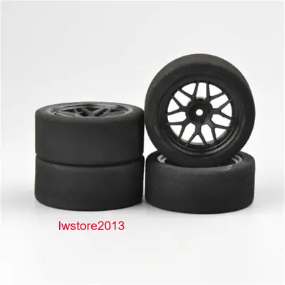 4pcs 1/10 Foam Tires Wheel Rims Tyres 12mm Hex For HSP On-Road RC Racing Cars • $23.49