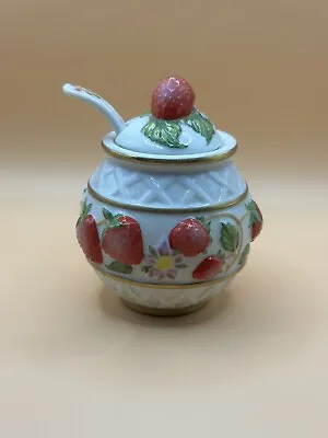 Vintage Franklin Mint LE Cordon Bleu Strawberry Jam Jar With Lid & Spoon • $22