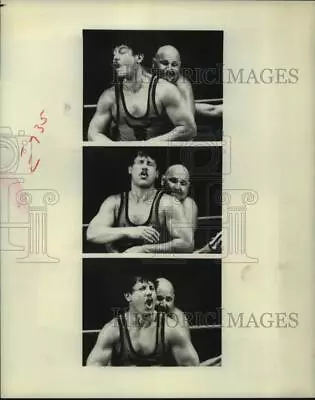 1977 Press Photo Alex Karras Wrestles Mr. Clean In  Mad Bull  On CBS-TV • $19.99