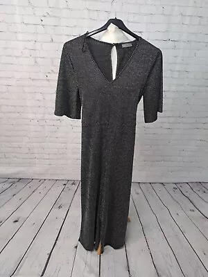 £7.49 • Buy Papaya Black Silver V Neck Wide Leg Jumpsuit Womens Size 14 (HW25)