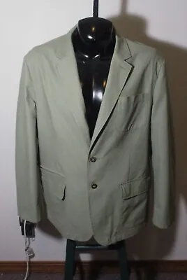Men's L.L. BEAN Khaki Green Safari Style Blazer Sports Jacket Size 48R NWOT • $80